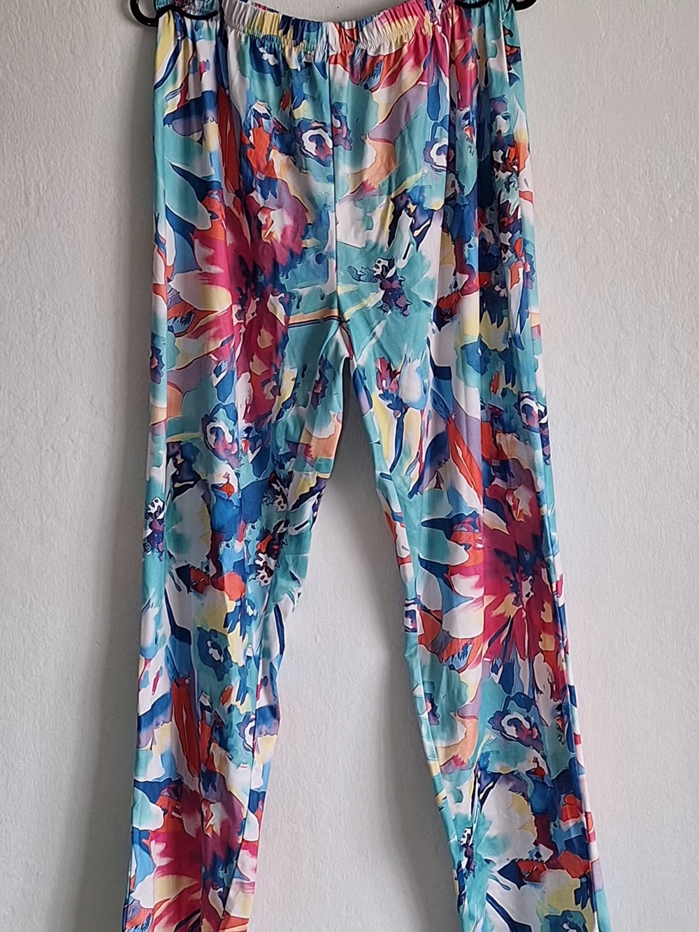 Colorful Floral Print Elastic Waist Leggings